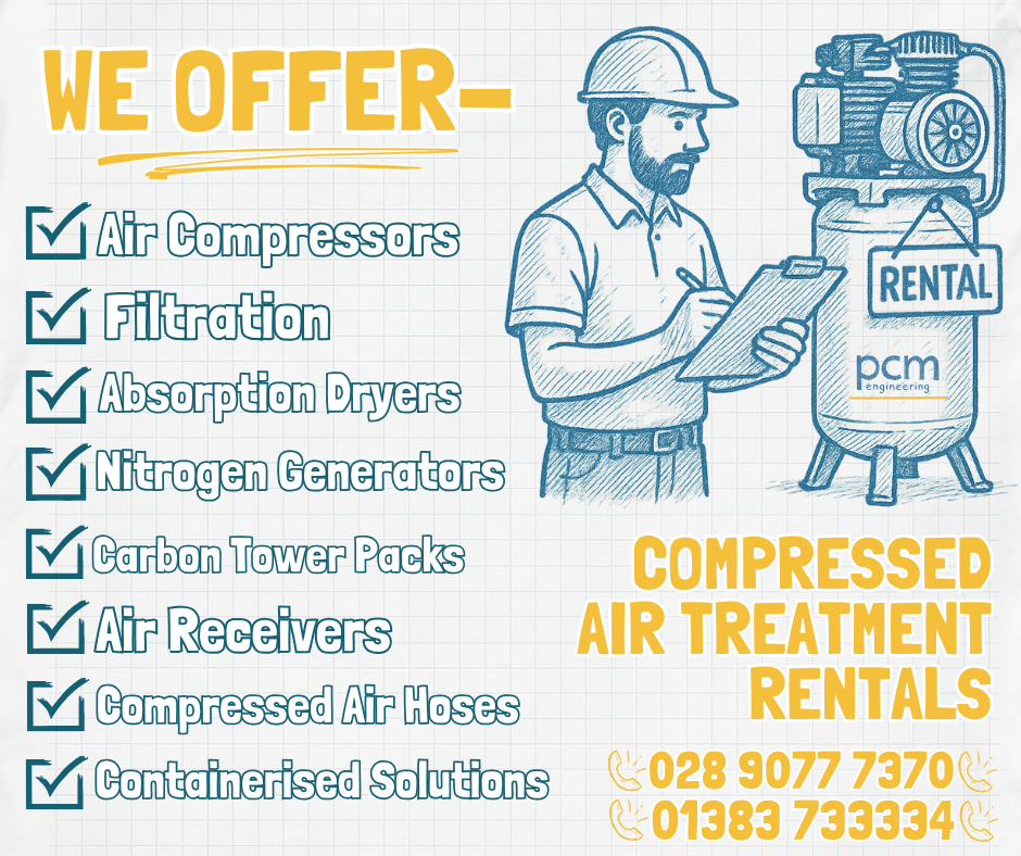 PCM Engineering rental team providing compressed air solutions in Northern Ireland and Scotland