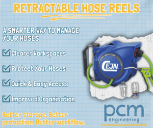 Retractable hoses pcm engineering beflast northern ireland air compressor